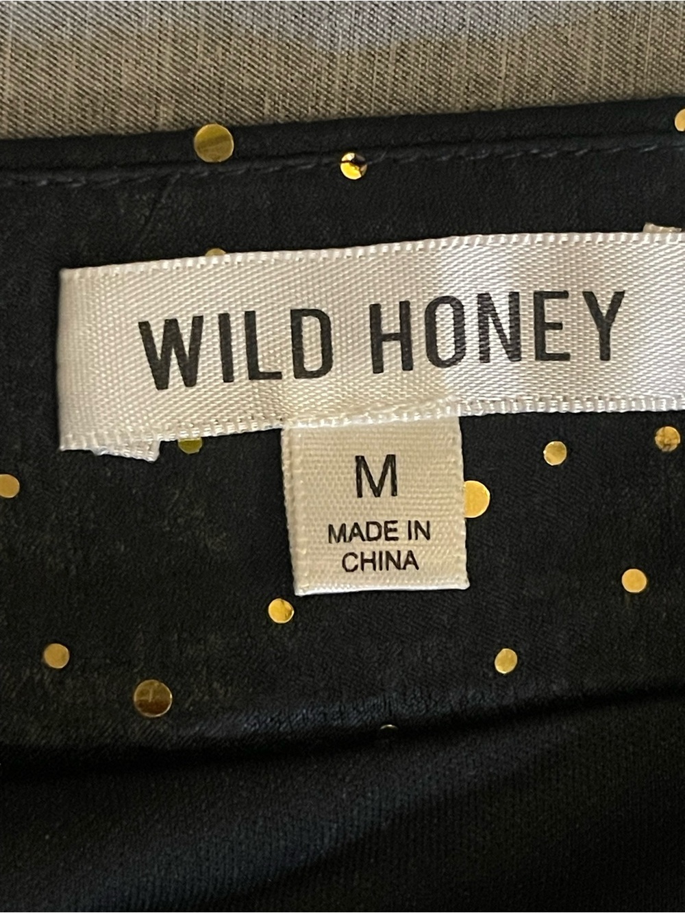Wild Honey Women Black Ruffle Gold Polka Dots Mini Skirt Medium Side Zip